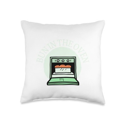 mom First tee Bump Ahead Pregnancy Costume Throw Pillow, 16x16, Multicolor