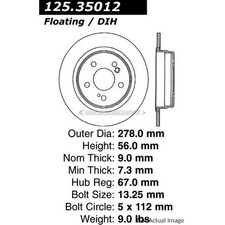 For Mercedes 300TD 300CE & Chrysler Crossfire Centric Rear Brake Rotor Disc DAC