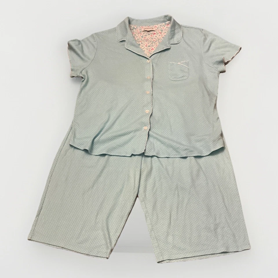 Juego de Pijama, Karen Neuberger Encore Algodón Capri, Punto Azul/Blanco, Talla 1X Foto 3 de 4