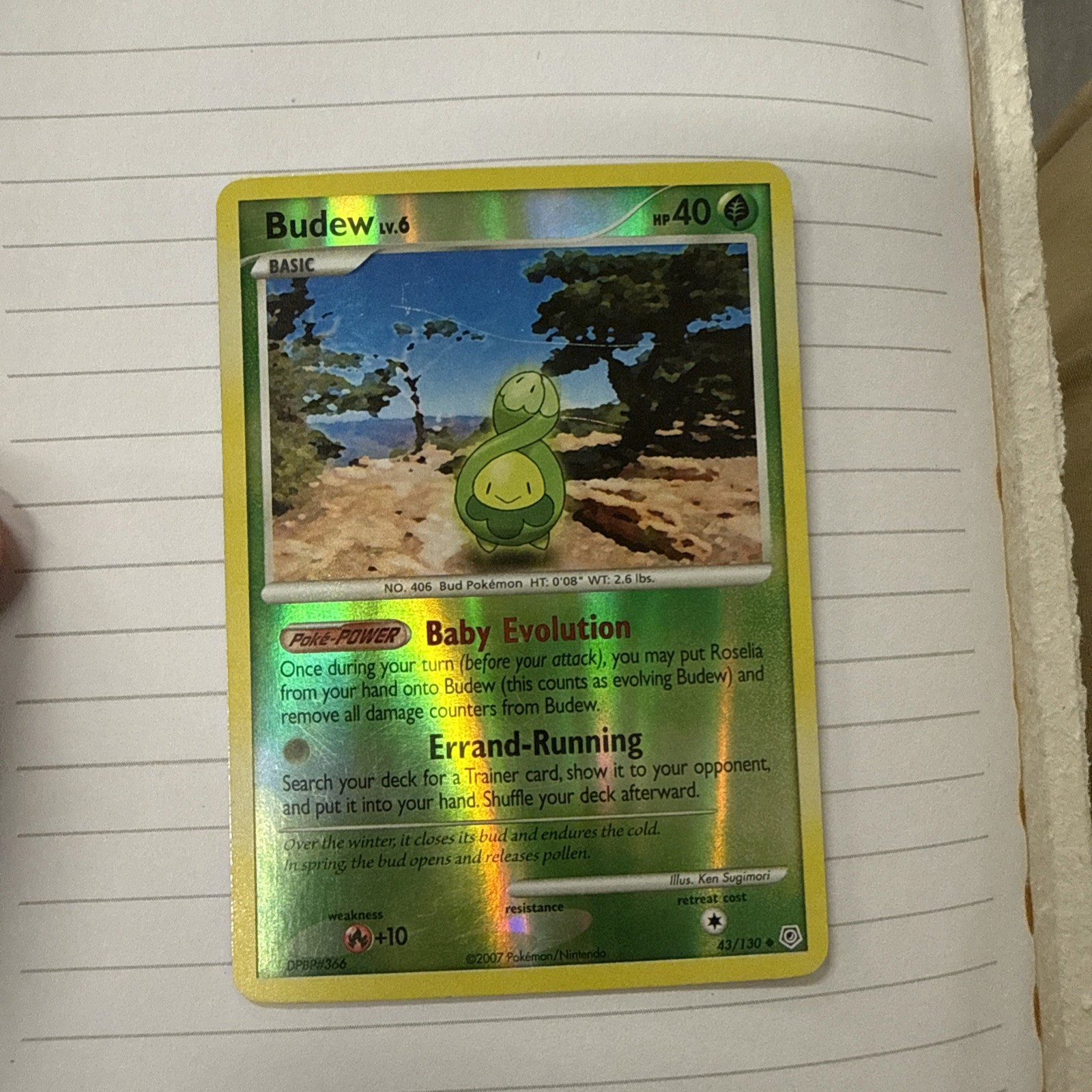 Pokemon Budew 43/130 Reverse Holo Diamond and Pearl Uncommon