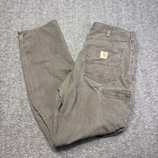 Carhartt Rugged Flex Relaxed Fit Canvas Work Pants Mens 36x34 Gray Distressed