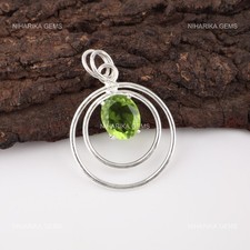 August Birth Peridot Stone Christmas Anniversary Wedding Pendant Sterling Silver