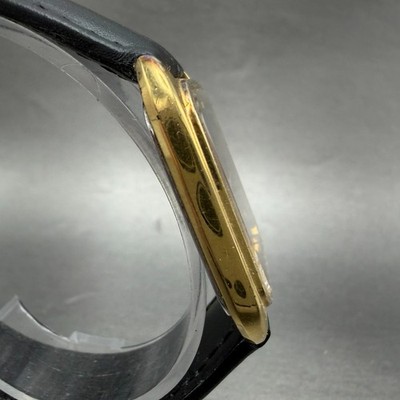Seiko Watch Men 28mm Black Dial Gold Tone Rectangle 9021-5170 New