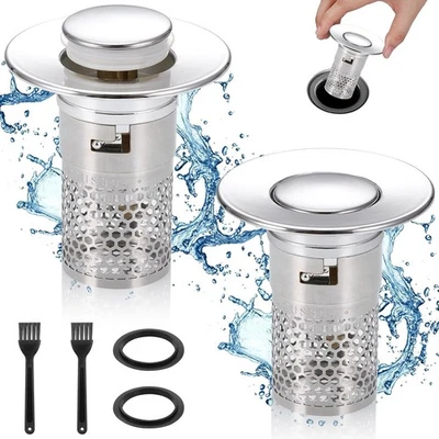 JIZZU Bathroom Sink Stopper Drain Filter Wash Basin Core Bounce Pop Up Plug Hole Push