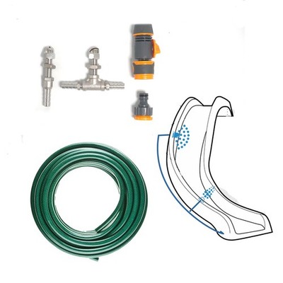 Pool Slide Spray Kit Stainless Steel Nozzles 16.4ft Tubing for Pool Water Fun