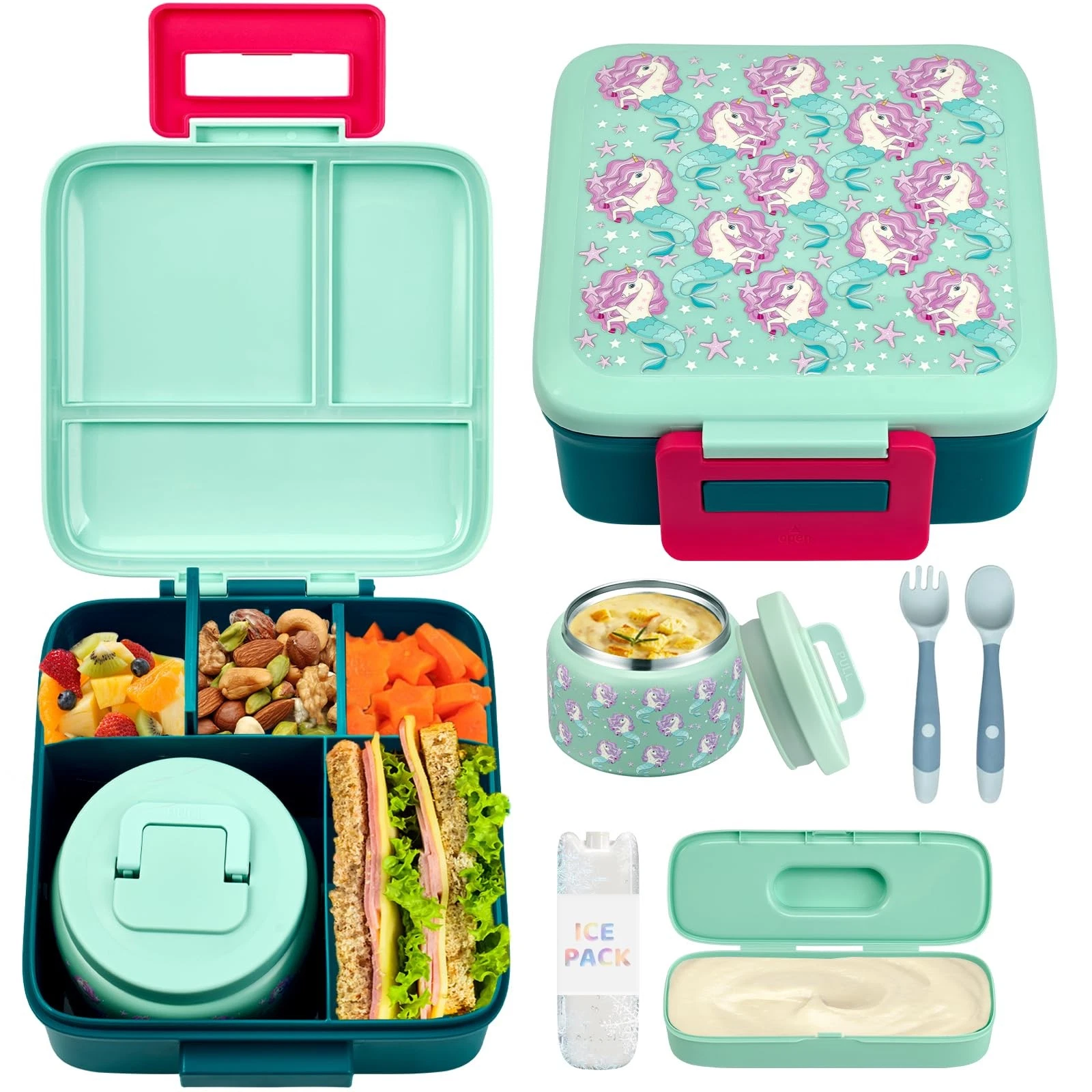Bento Lunch Box for Kids with 8oz Soup Thermo,Leak-Proof Lunch Containers wit...
