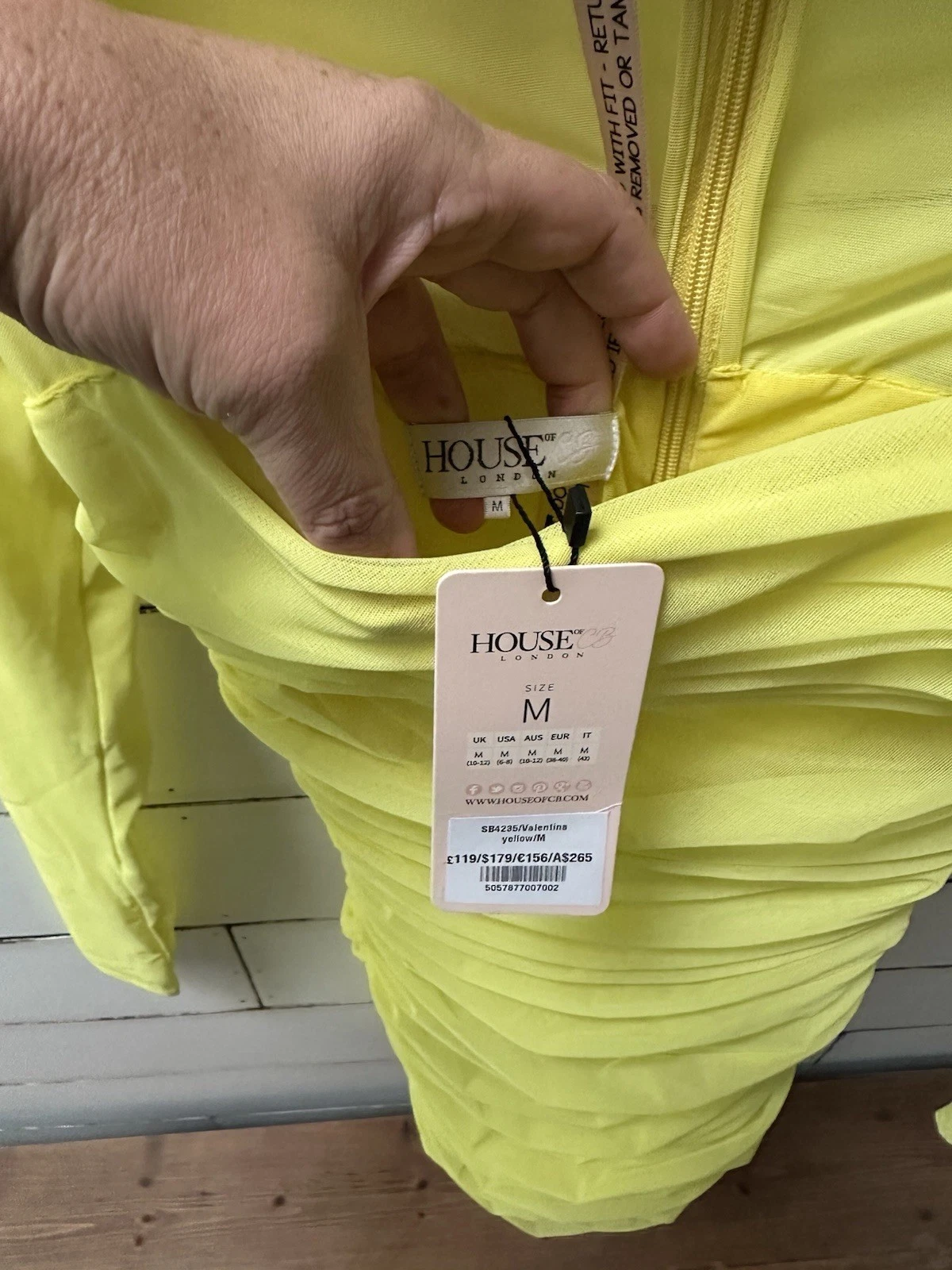 VALENTINO Ho of CB Valentina Chartre Mini Abito a Maglia in Organza Increspato Manica Lunga M