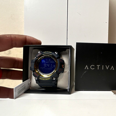 Activa ACW8020 Men's Sport Digital Quartz Watch Black/Gold 100M Box Manual