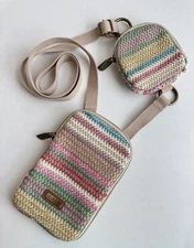 Sun N Sand Alessia Poly Straw Small Crossbody Bag Purse Colorful Beach