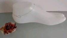 Silver Heart & Rhinestone Ankle Bracelet Womens Costume Jewelry Gift New