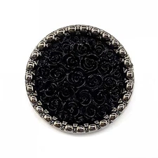 Black Rose Round Coat Buttons 10 PCS 1" Shank Button Sewing Crafts
