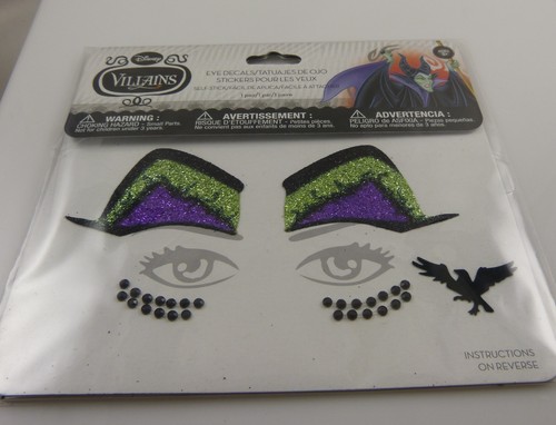 Tatuajes faciales de Maléfica arte corporal piel ojos brillo reina malvada Halloween Disney - Imagen 1 de 2