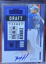 2020 Panini Contenders Yordan Alvarez RC AUTO Blue 02/49! Rookie Ticket Astros!
