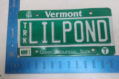 #ad Vermont VT License Plate Tag Vanity 2003 Little Pond Lake Water Lil LILPOND #2 $46.80
