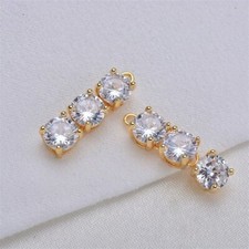 10pcs CZ Pave Round Long Chain Bar Pendant,Cubic Zirconia Circular Charm