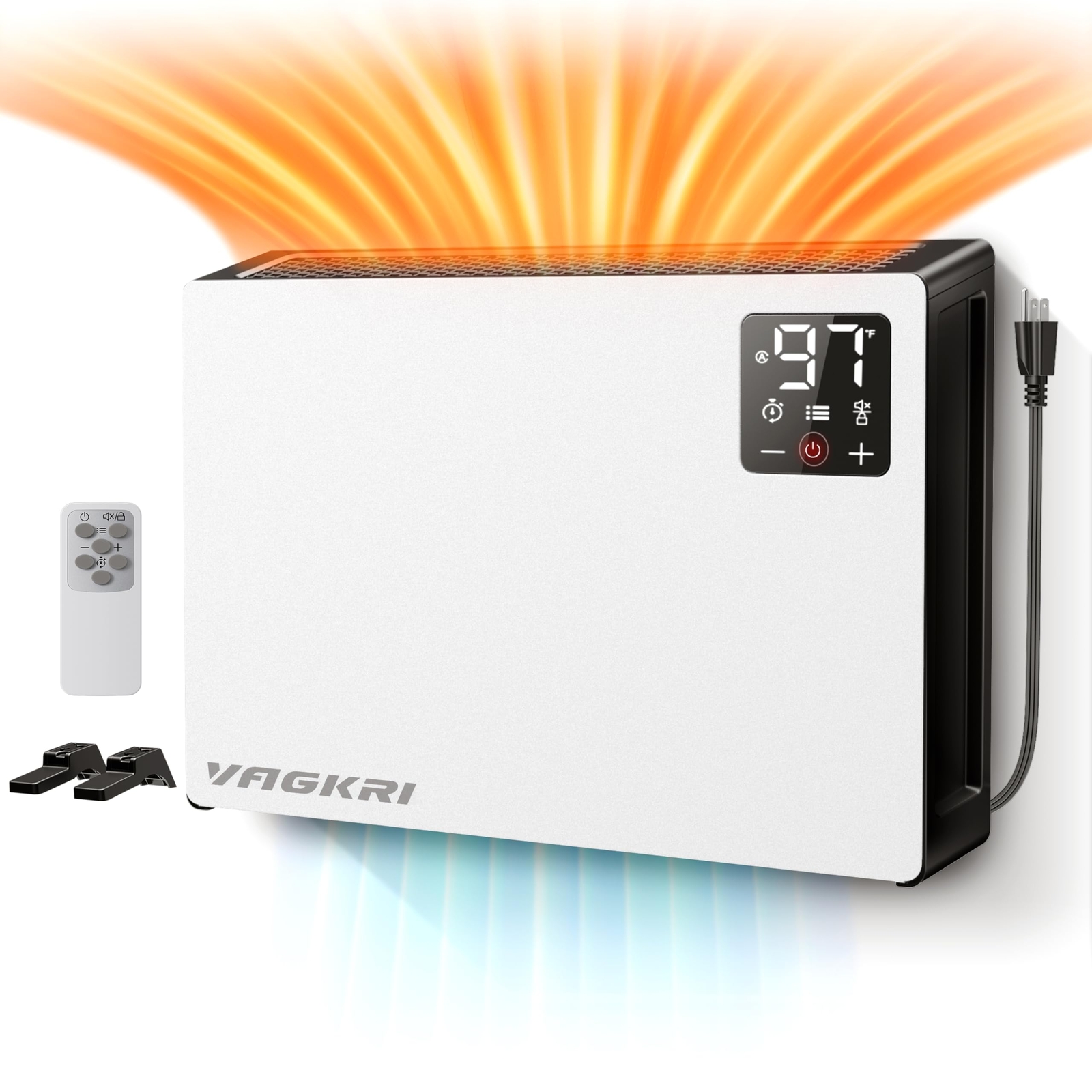 Quiet Electric Space Heater, Wall Mounted Heater 1500W Fast Heating with Remo...