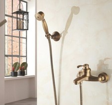 Retro Antique Brass Bathroom Wall Mount Handheld Shower Faucet Mixer Tap 2tf303