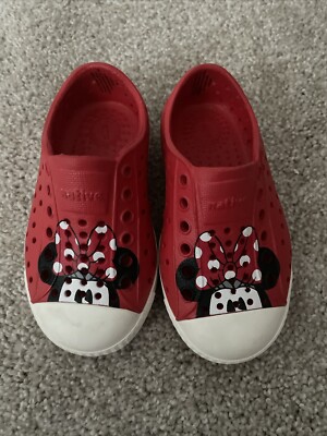 DISNEY x NATIVE Minnie Mouse Red Slip On Water Shoes Kids C6