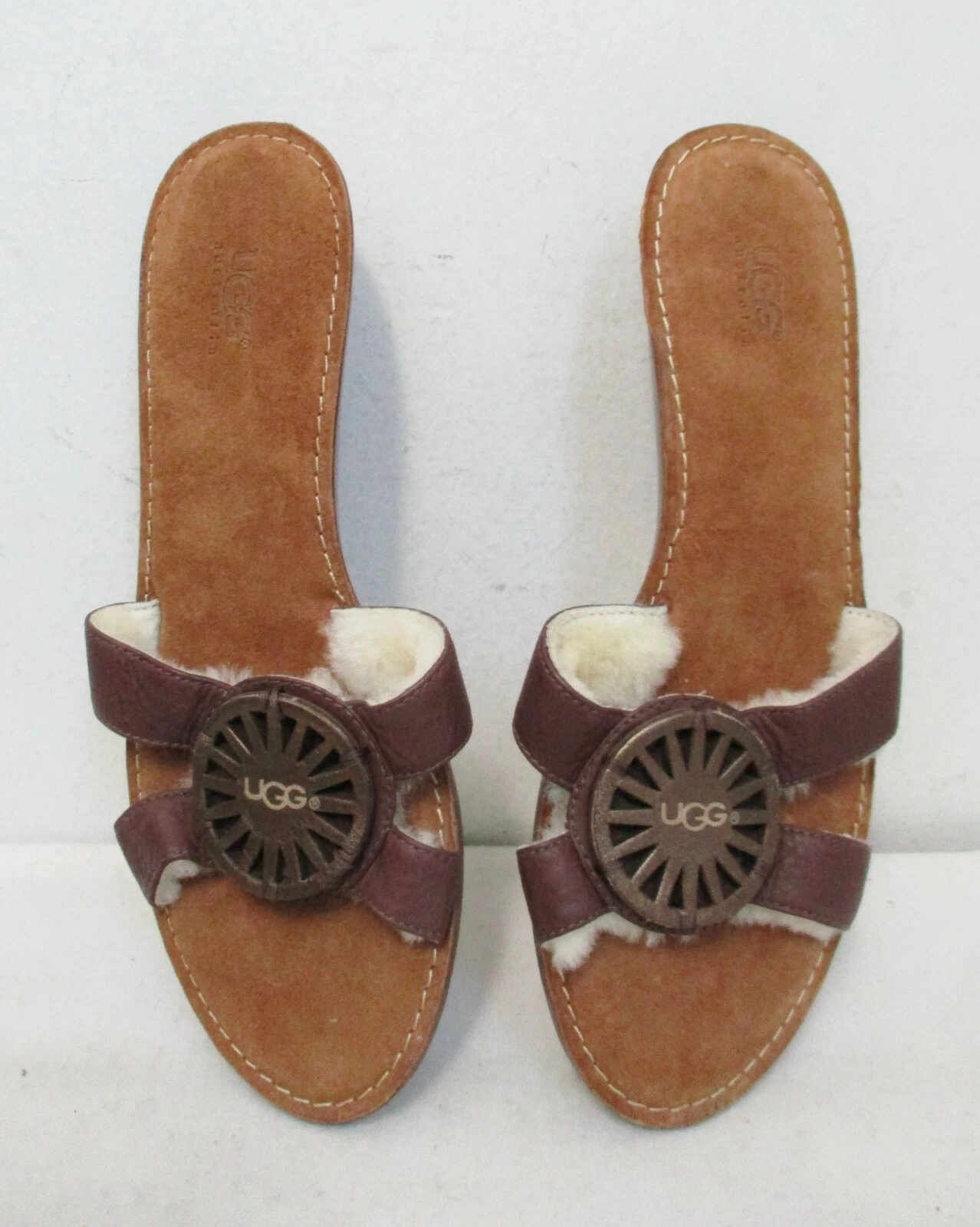 Scarpe sandali UGG Australia MARGUERITE slides 7US NERO BUDINO marrone nuovi senza scatola