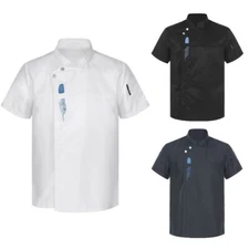 Mens Womens Chef Jacket Waiter Chefs Coat Chinese Style Unisex Cooking Uniform