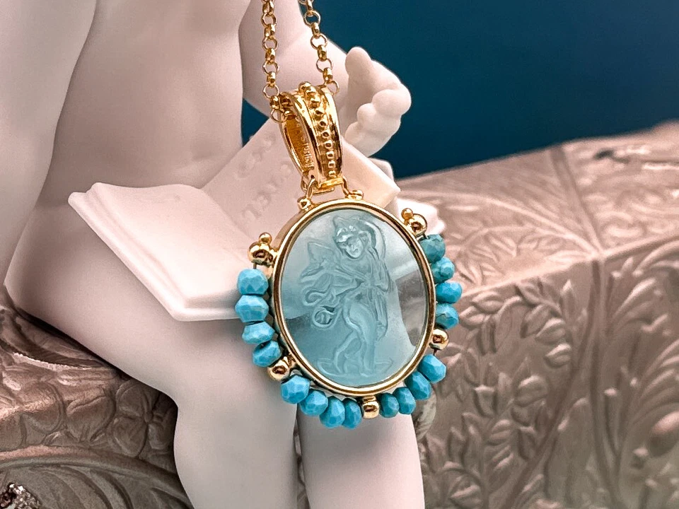 TAGLIAMONTE Designs (2307P) 925SS/YGP Venetian Cameo Pendant *Cupid*Reg.$225 - Image 2 of 4