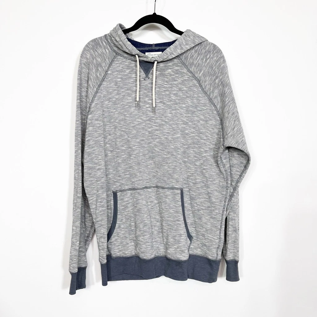 J Crew Knit Good Sweater Hoodie Mens Large Shirt Pocket Double Layer  Striped Blu | eBay