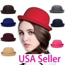 USA Magik Men Women Woolen Roll-up Brim Fedora Bowler Hat