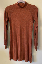 Love Fire Sweater Dress Long Sleeve Burnt Orange and Black Color Size XS