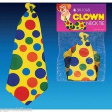 21" BIG JUMBO CLOWN LONG NECK TIE Circus Polka Dots Yellow Funny Joke Costume