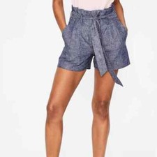 Boden Chambray St Ives Paperbag Waist Linen Shorts - Size 12