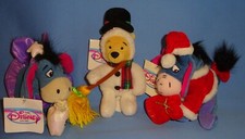 DISNEY PLUSH WINTER EEYORE-SANTA-SUGAR PLUM FAIRY-WINNIE THE POOH SNOWMAN-LOT-3