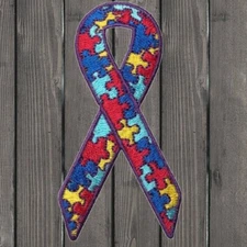 Autism Awareness Ribbon Embroidered Patch — Iron On