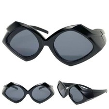 Futuristic Space Robot Modern Retro Party Raver SUNGLASSES Big Funky Black Frame