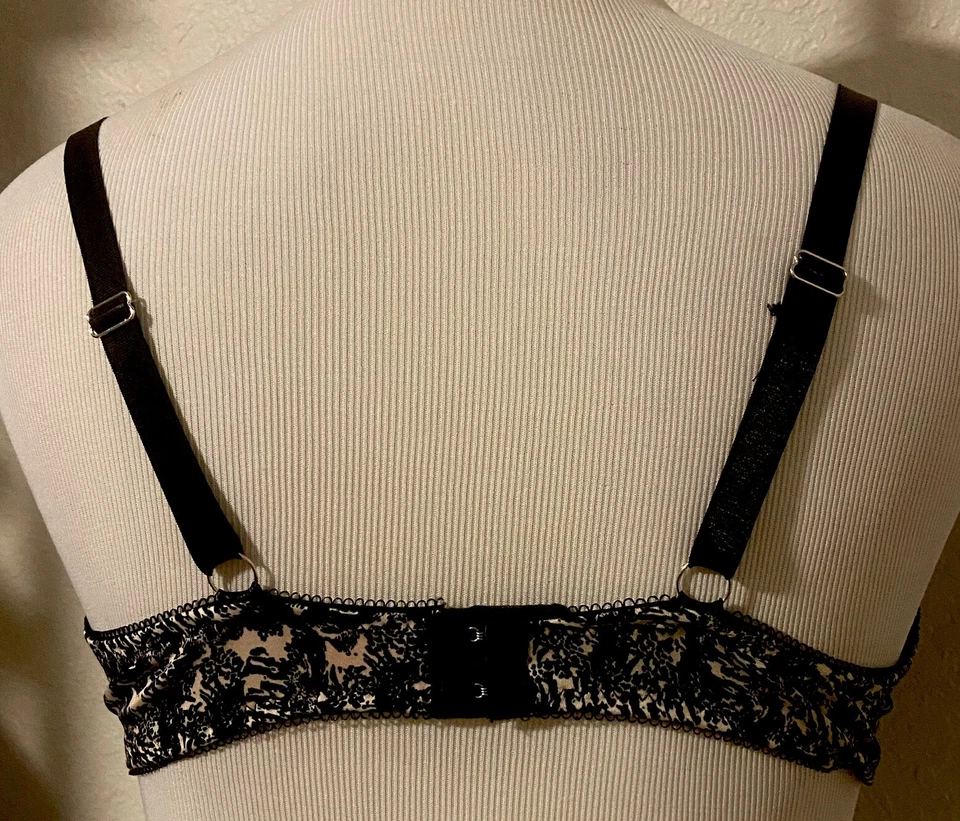 Isaac Mizrahi Padded Underwire Bra Size 42DD Black Cream Lace New / Detached Tag - Image 4 of 4
