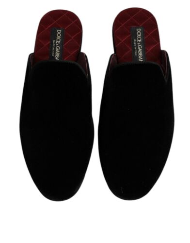 Dolce&Gabbana Herren Schwarz Pantoletten Schuhe Viskose Baumwolle Einfarbig Flach Sandalen Gr EUR 40 - Bild 3 von 8