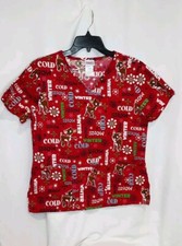 RUDOLPH THE RED-NOSED REINDEER Medical Scrub Top Women's Small - NEW -D66