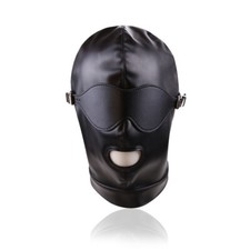 PU Leather Mask Gag BDSM Bondage Head Gear Padded Hood Blindfold Head Harness