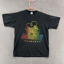 VINTAGE Mickey Mouse T Shirt Men Extra Large Black Disney Graphic Made USA 80s