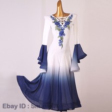 NEW Latin Ballroom Dance Dress Modern Salsa Waltz Standard Long Dress White