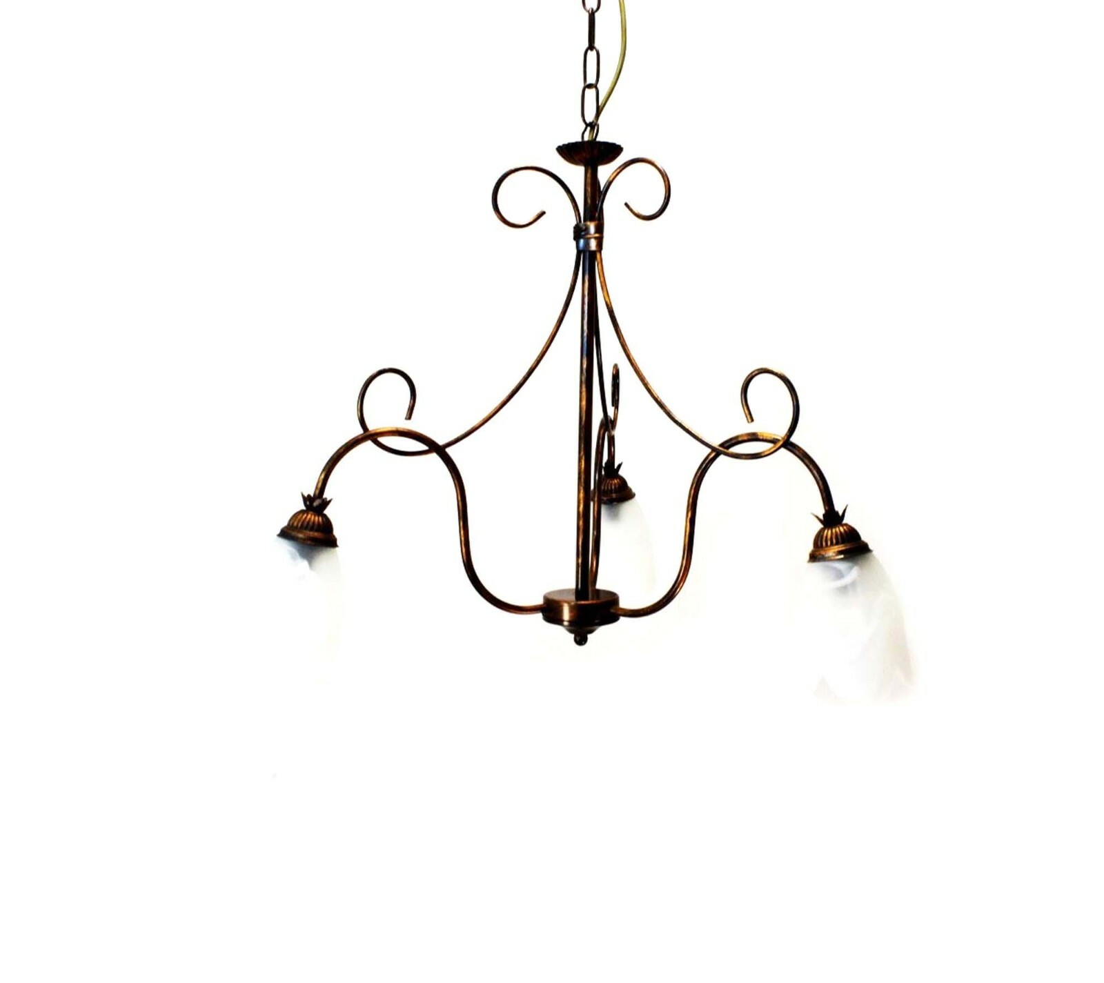 Lampadario Classico Flavia Ferro Battuto Oro e Vetro Alabastro 3 Luci