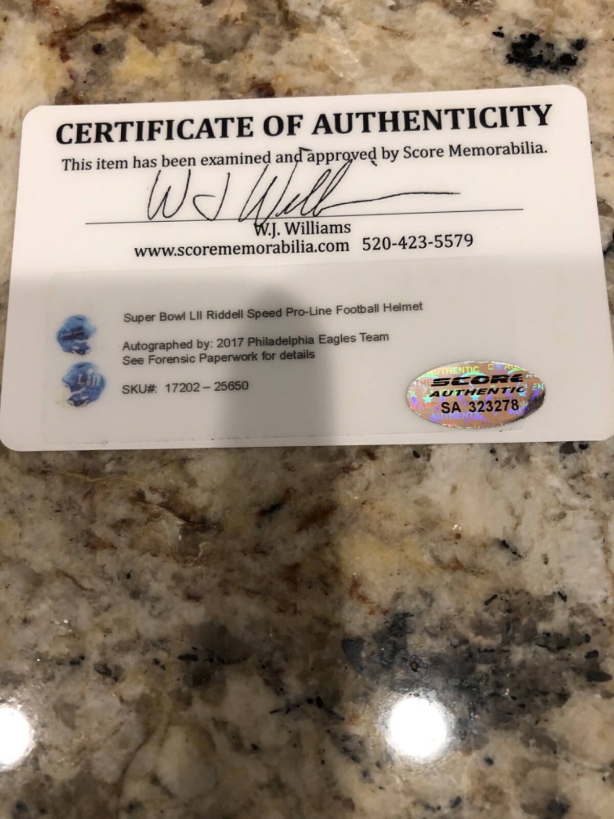 Philadelphia Eagles Team Autographed Super Bowl 52 Helmet With Display