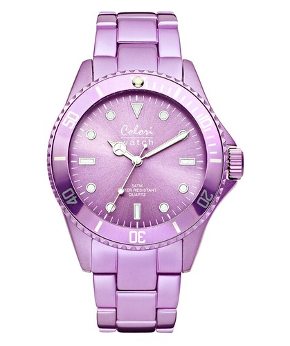 COLORI ALUMINIUM COLLECTION WATCH 50M WR BRIGHT PURPLE 40mm DIAMETER 5-COL237 - Picture 2 of 2