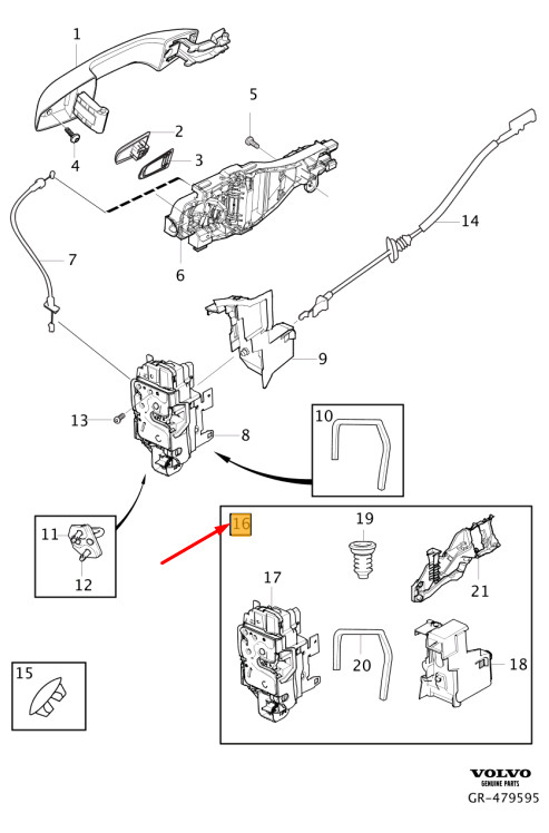 NEU VOLVO XC40 HECK RECHTS TÜRVERRIEGELUNGS -KIT 32310946 ORIGINAL  