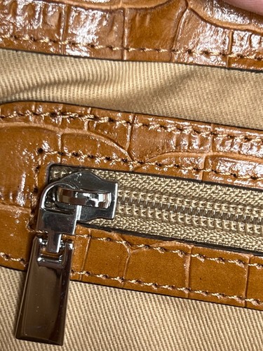 Claudia Faux Honey Crocodile made in Italy Tote Purse - Picture 11 of 15