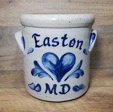 Easton Maryland Stoneware Crock Rowe Pottery Works Handmade 1998