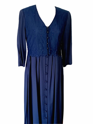 Vintage SBL Designs Modest Navy Blue Dress Size 10 | eBay