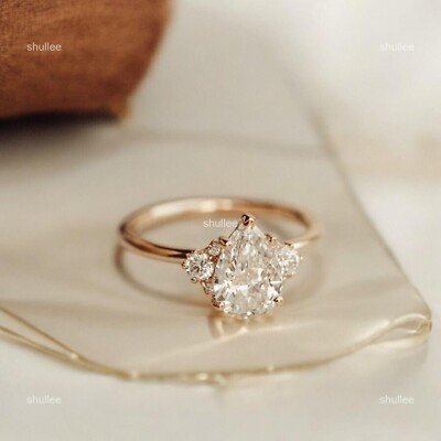 Easter Deal Natural Diamond Solitaire with Accents Ring Jewelry 10K White Gold