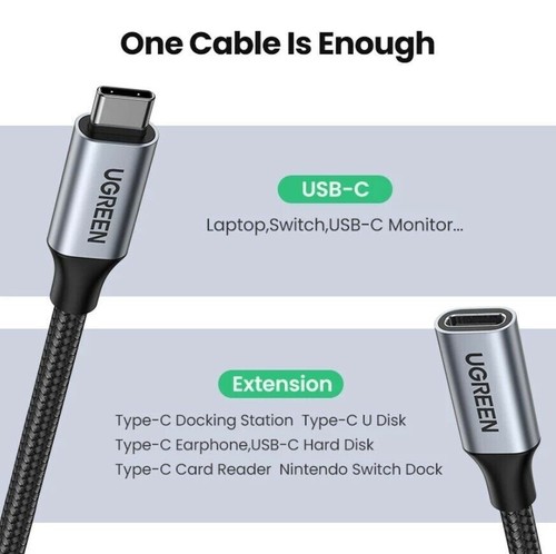 Ugreen USB C 3.1 Extension Cable 4K Video 10 Gbps Thunderbolt Data Transfer Gen2 - Picture 6 of 13