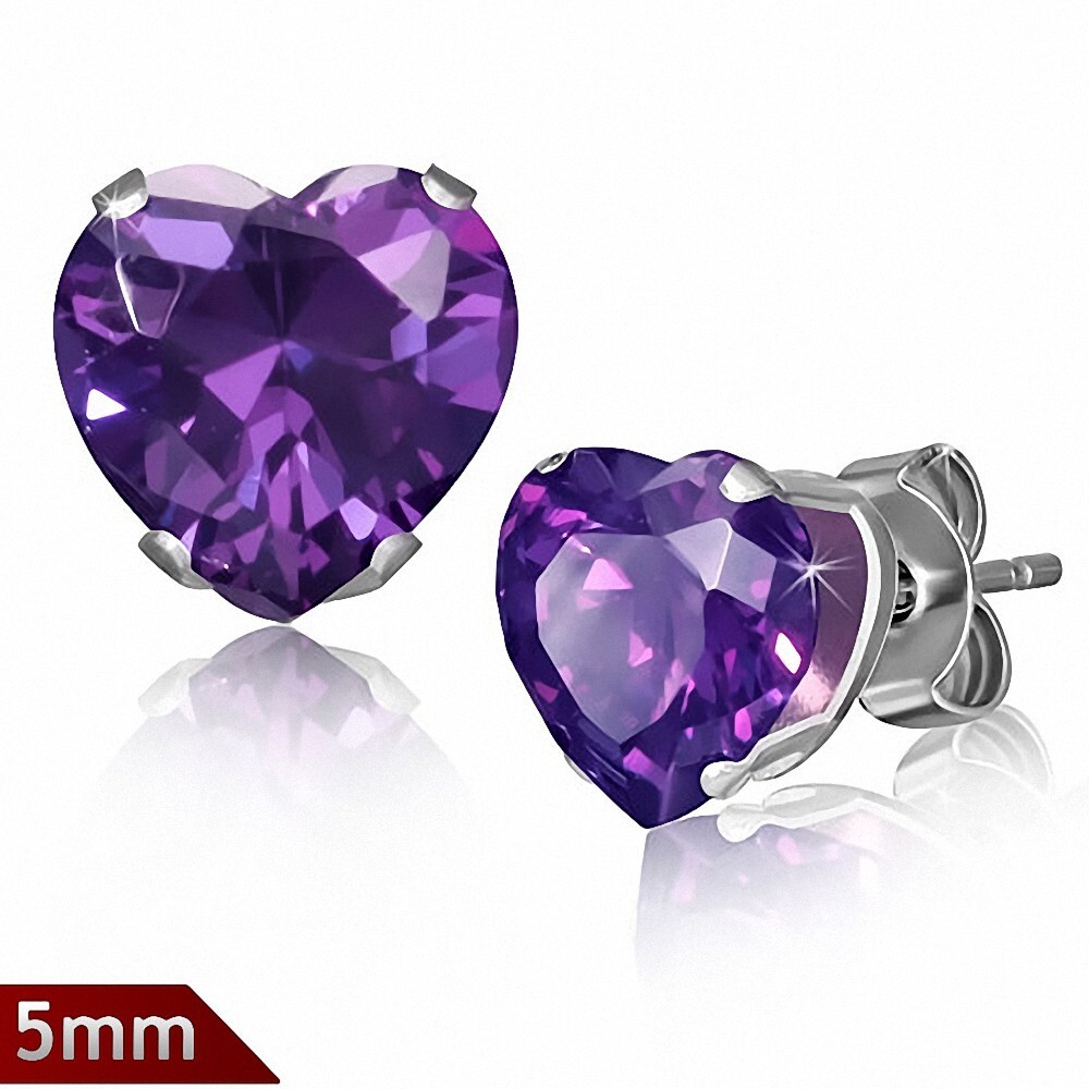 Stainless Steel Earrings & Brooch Set with 5mm Stone