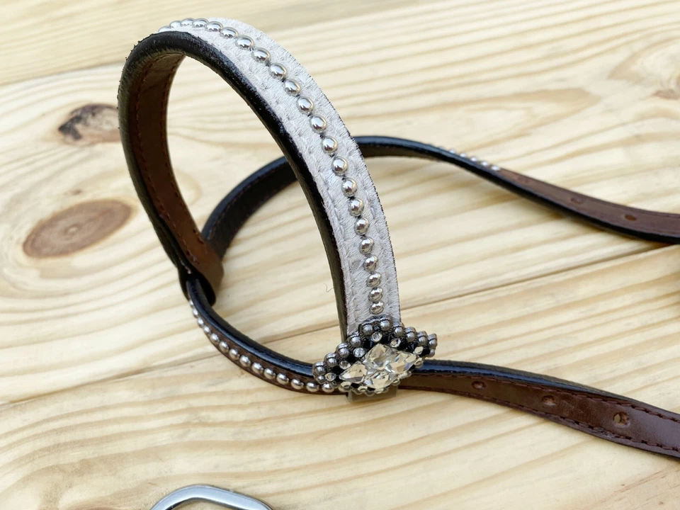 MOUSM Western Leather Headstall and Breast Collar Tack Set for Horses - White - Image 4 of 4